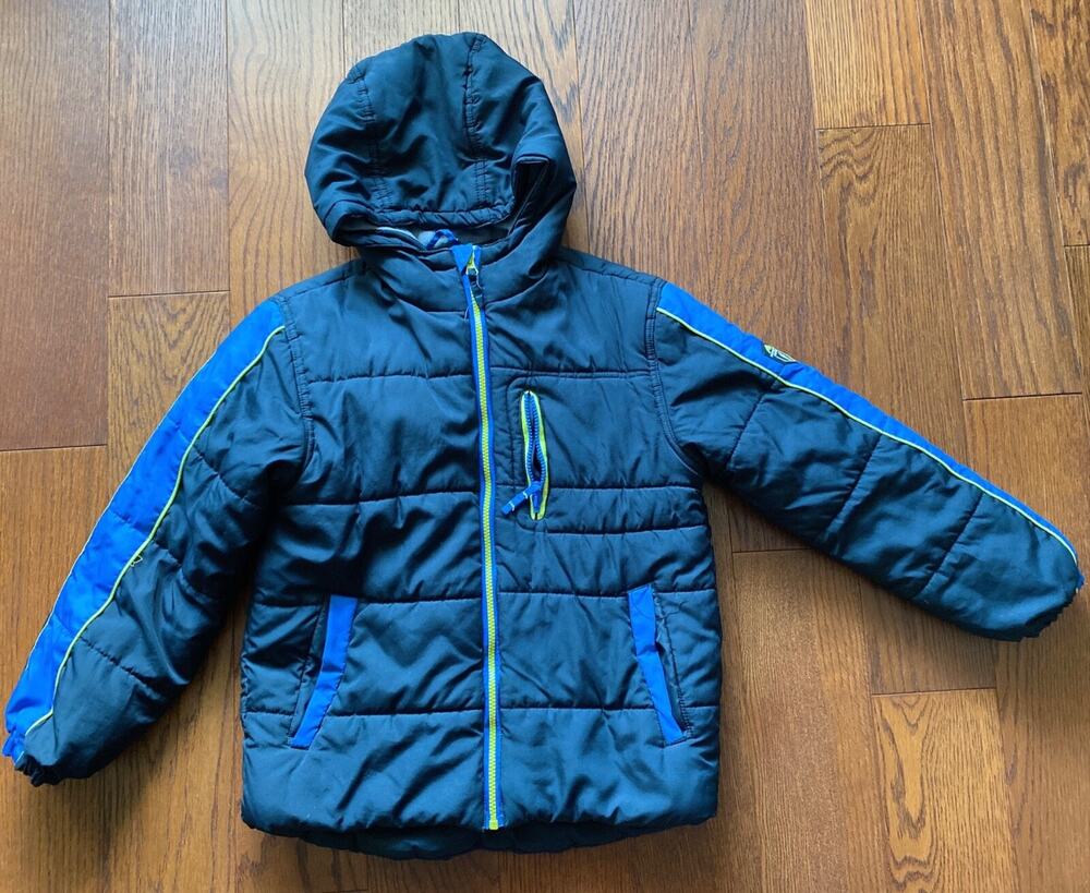Protection System Winter Jacket Kids 10/12 Black Puffer Hooded Full Zip Ski